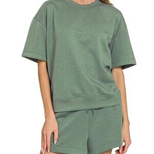 Zenana Scuba Short Sleeve Top & Shorts Set